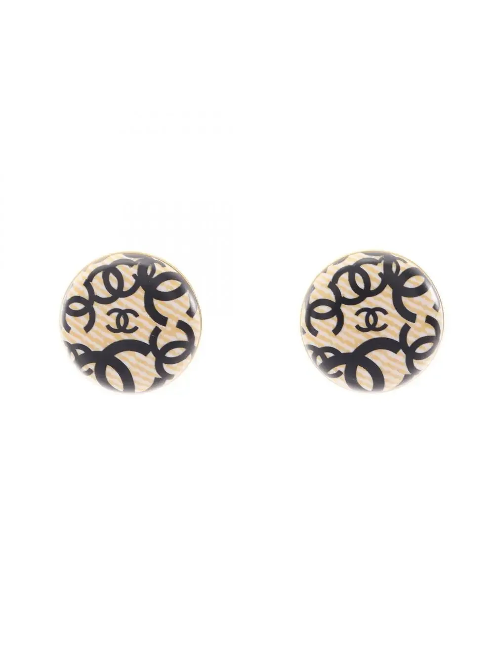 Chanel Cc Logo Round Clip-On Earrings #357807C83B